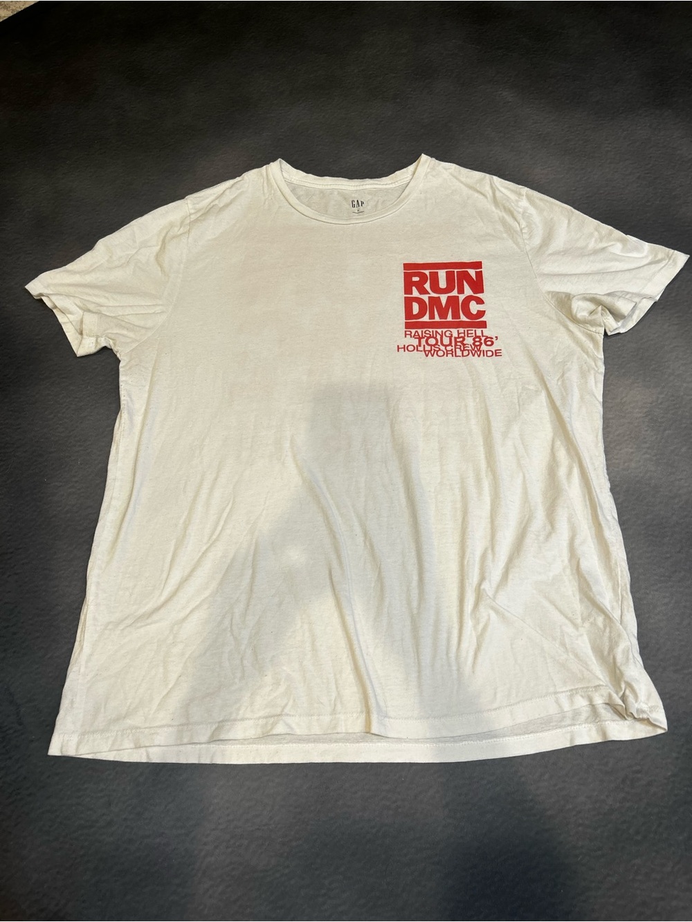 GAP White Crewneck Tee with Small Navy Logo - Picture 2 of 5